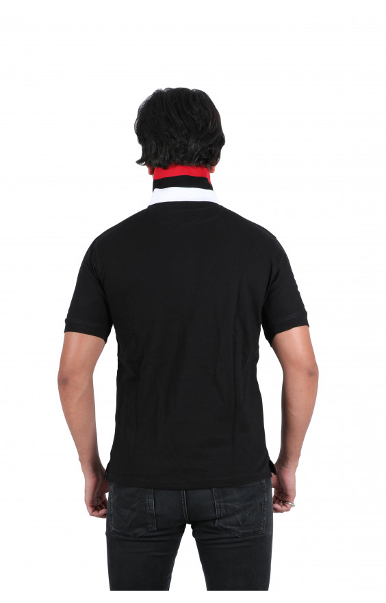 Solid Men's Polo Neck Black T-Shirt