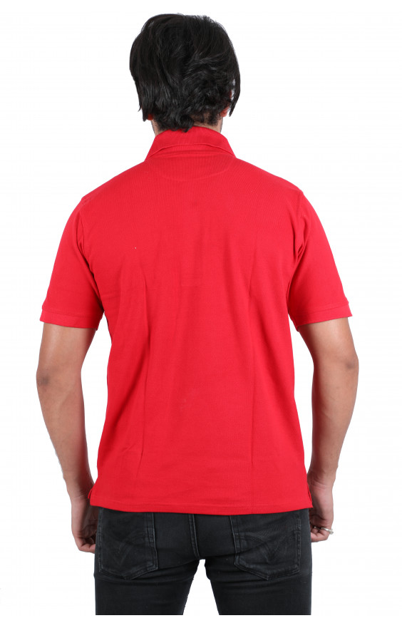 Solid Men's Polo Neck Red T-Shirt