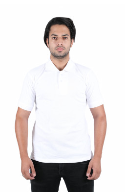 Solid Men Polo Neck White T-Shirt