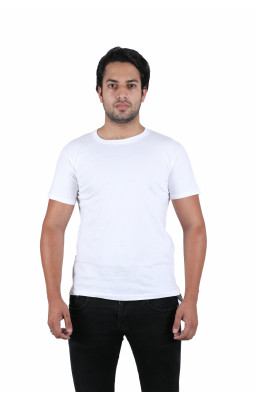 Solid Men's Round Neck White T-Shirt