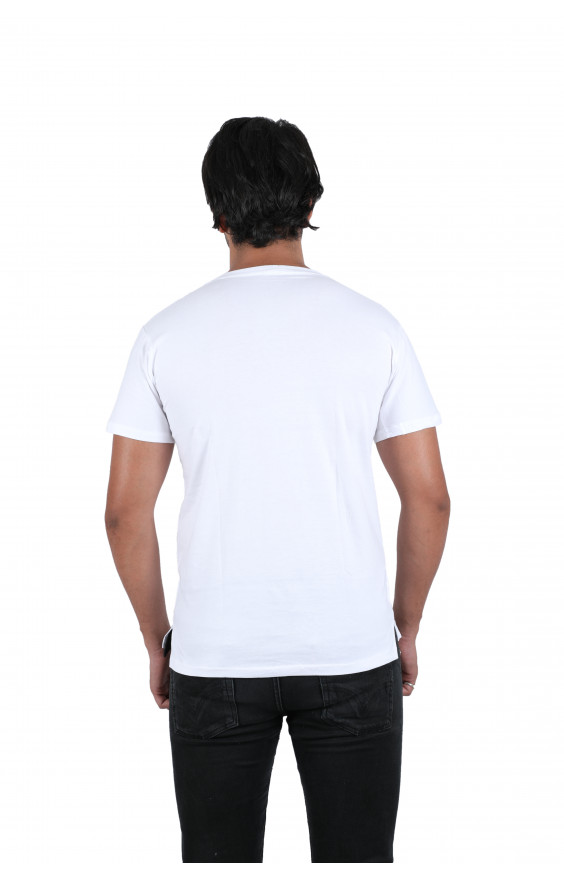 Solid Men's Round Neck White T-Shirt