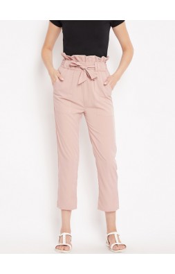 Women Pink Regular Fit Solid Peg Trousers